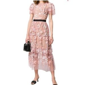 Self Portrait Pink Sequin Midi Dress Size 0